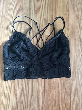 PINK Victoria's Secret Black Lace Bralette with Pink Logo Tag